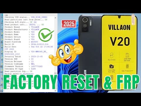 VILLAON V20 Factory Hard Reset And FRP Unlock Tool Easy 2025